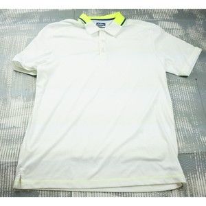 Jack Nicklaus Shirt Mens Medium polo Light Weight White Highlighter green soft
